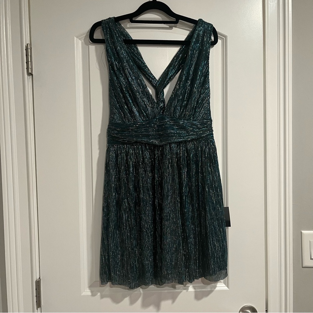 Ailey Gold and Teal Blue Skater Dress